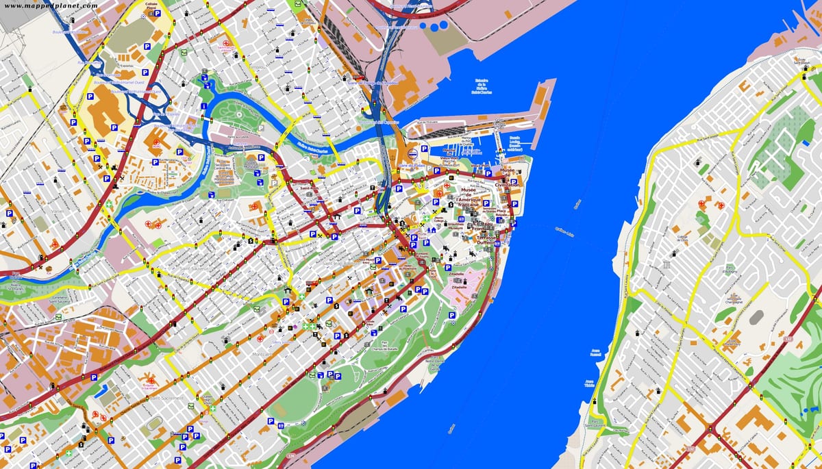 რუკა Quebec City და მიმდებარე ტერიტორია