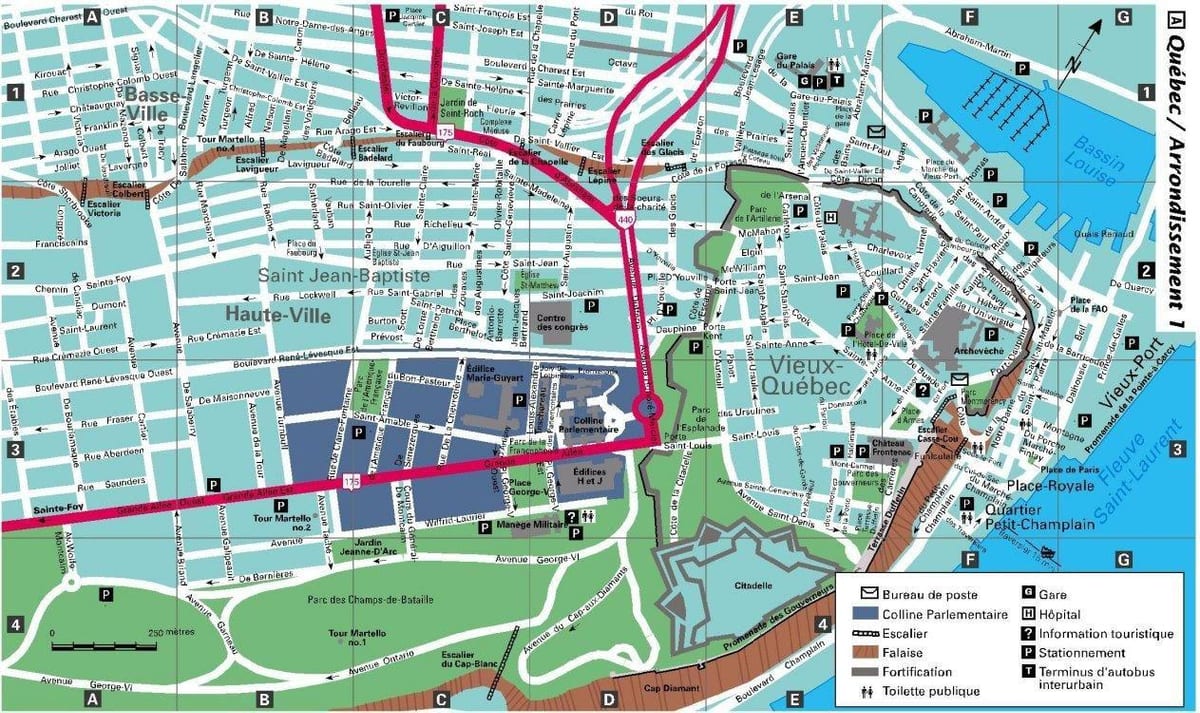 რუკა ქუჩა ძველი Quebec City