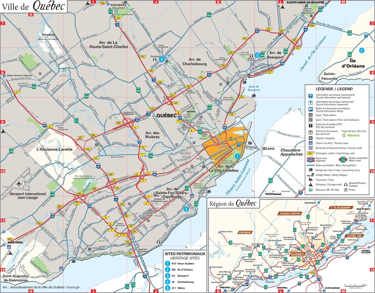 რუკა Quebec City ფართი