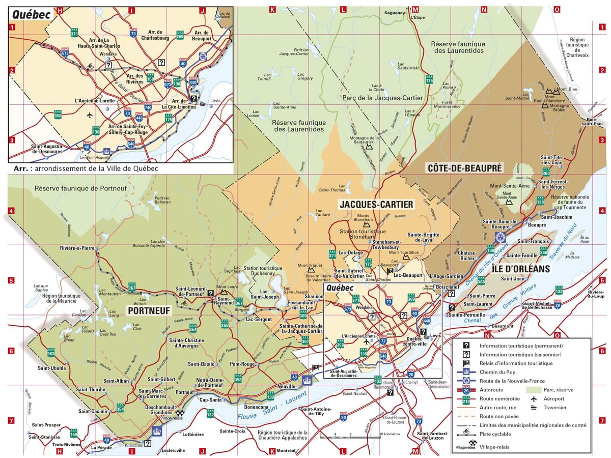 რუკა Quebec ცენტრში