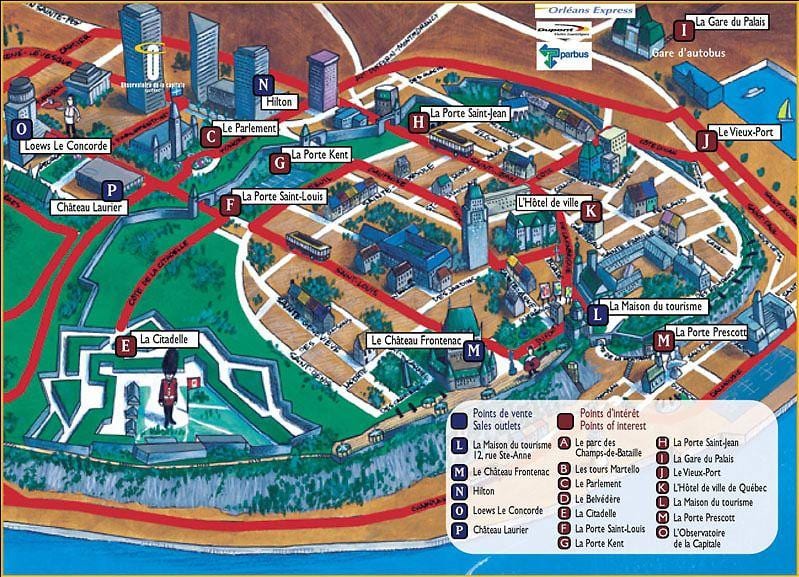 Quebec ატრაქციონები რუკა