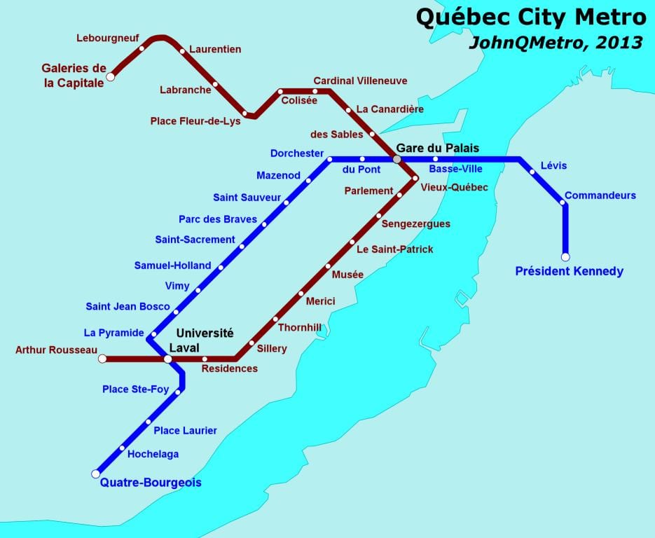 Quebec City მეტროს რუკა