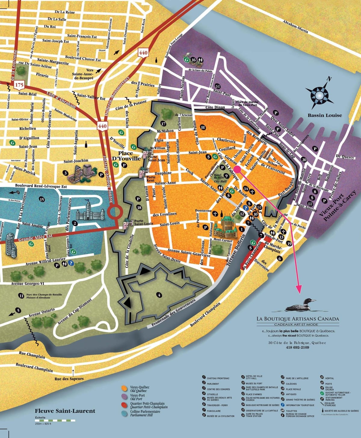 რუკა Quebec City ღირსშესანიშნაობები