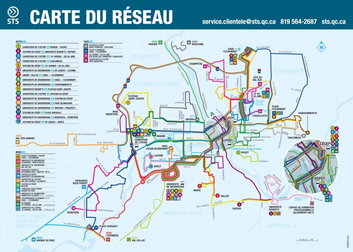Quebec City bus მარშრუტების რუკა