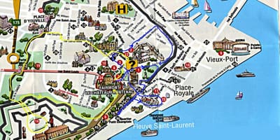 რუკა ძველი Quebec ერთად, ატრაქციონები